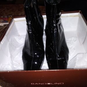 Size seven and a half black patent leather woman's shoes